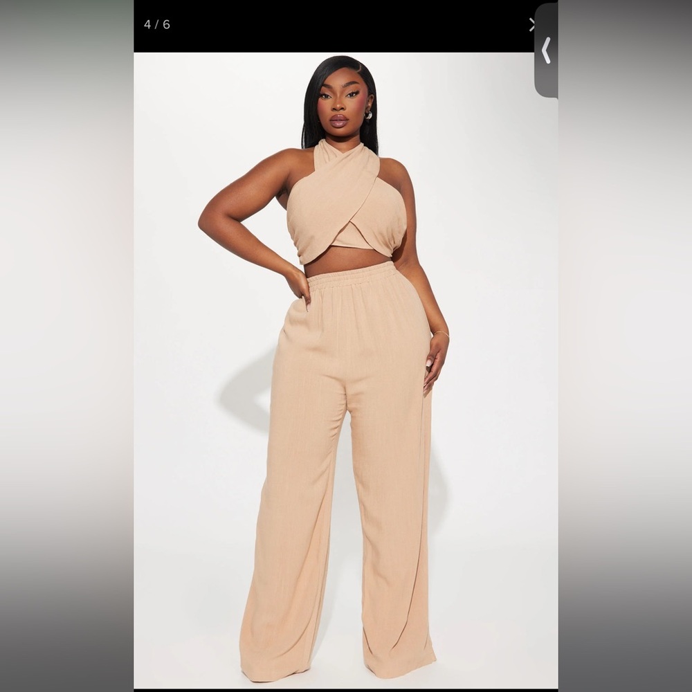 2 piece linen set, halter top